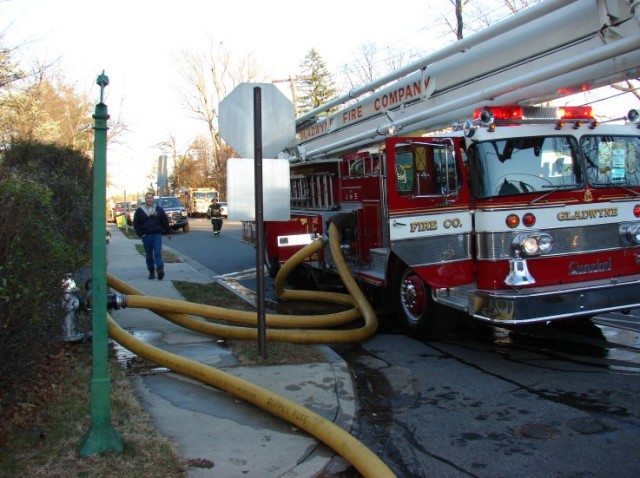 Snorkel 24 at the Hydrant for a House Fire in Ardmore