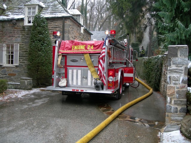 Engine 24 in service for the garage fire